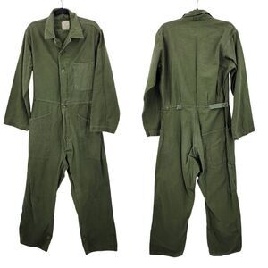 Vintage US Army OG-107 Cotton Sateen Coveralls M Army Green Jumpsuit Overalls